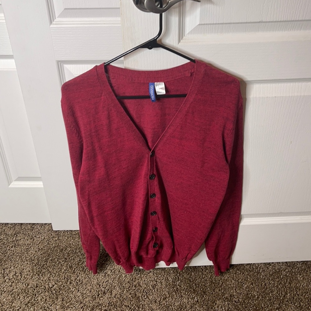 Red H&M cardigan